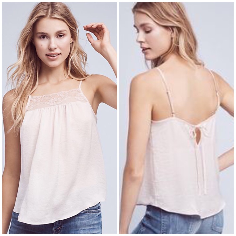 ❌SOLD❌Anthropologie Bergenia Lace Trim Cami Eloise
